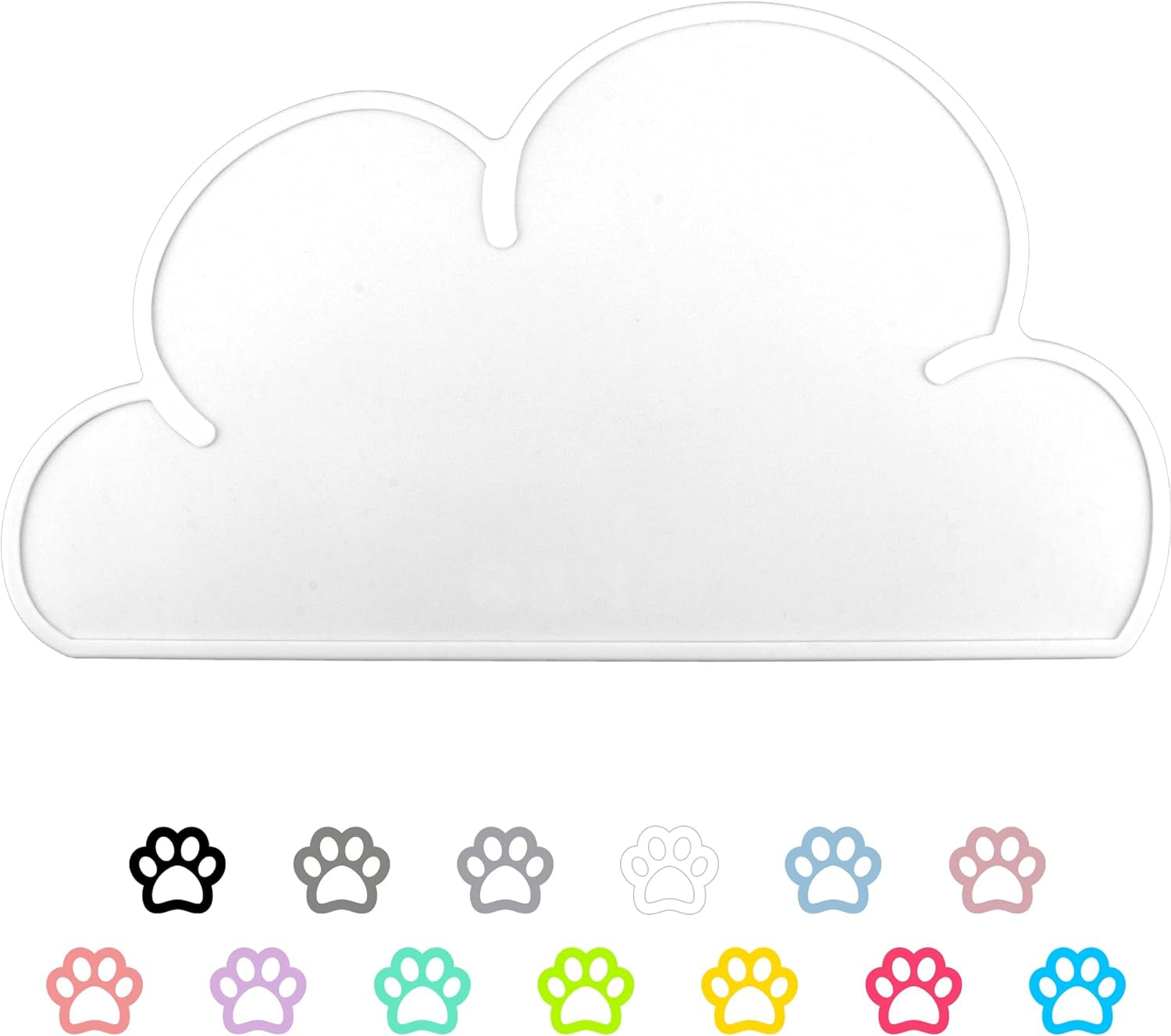 Pet Food Mats–Dog Cat Feeding Mat Top Grade Cloud Silicone Pad Anti-Slip Waterproof Anti-Slip Bowl Placemat (White)