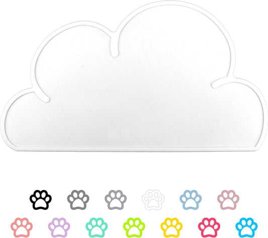Pet Food Mats–Dog Cat Feeding Mat Top Grade Cloud Silicone Pad Anti-Slip Waterproof Anti-Slip Bowl Placemat (White)