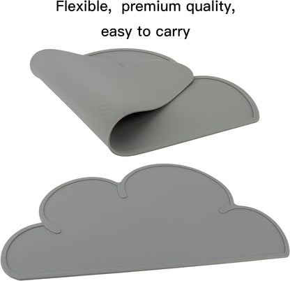 Pet Food Mats–Dog Cat Feeding Mat Top Grade Cloud Silicone Pad Anti-Slip Waterproof Anti-Slip Bowl Placemat (Yellow)
