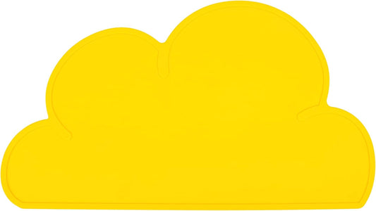 Pet Food Mats–Dog Cat Feeding Mat Top Grade Cloud Silicone Pad Anti-Slip Waterproof Anti-Slip Bowl Placemat (Yellow)