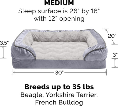 Orthopedic Dog Bed for Large Dogs W/ Removable Bolsters & Washable Cover, for Dogs up to 95 Lbs - Plush & Velvet Waves Perfect Comfort Sofa - Brownstone, Jumbo/Xl