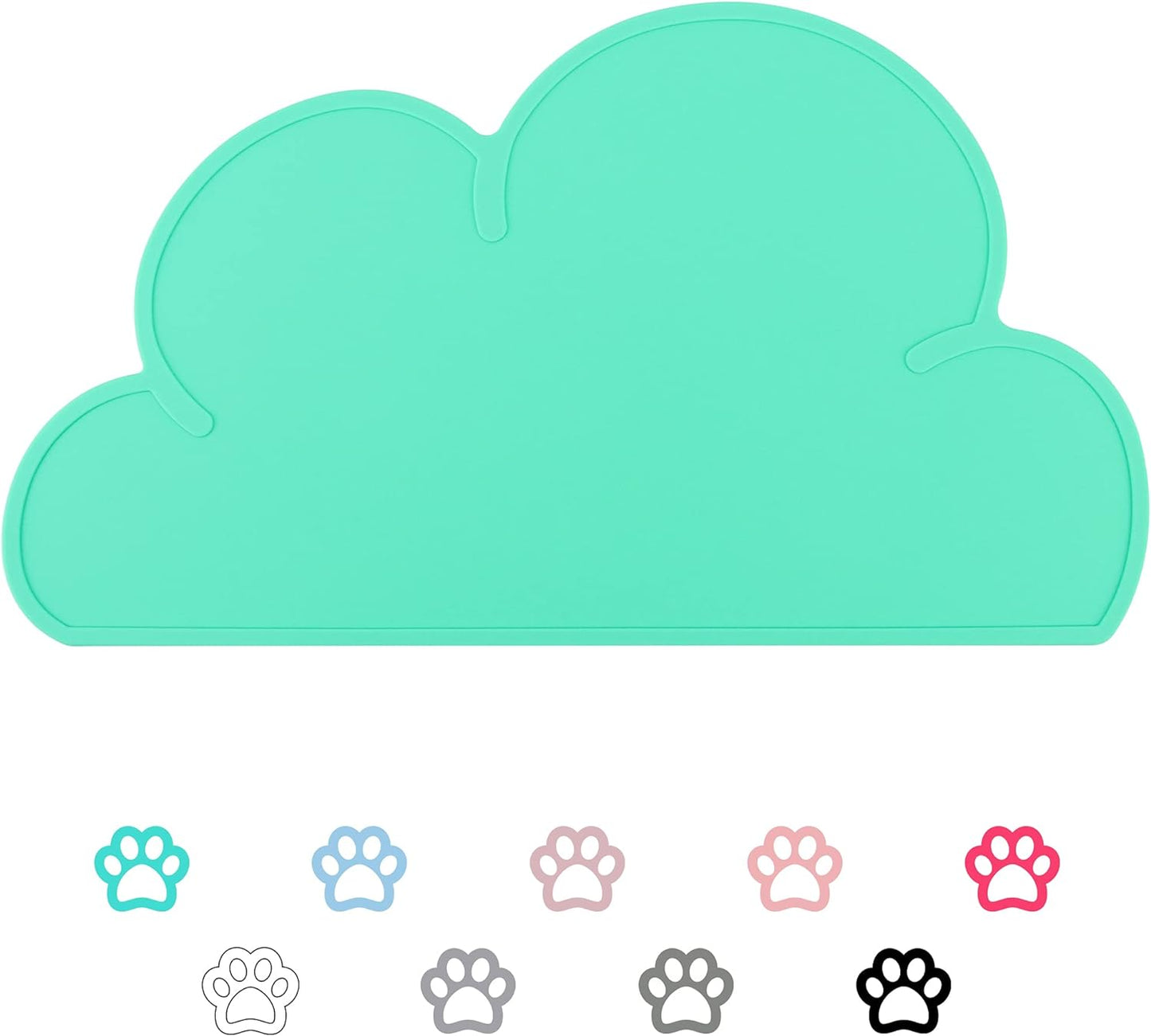 Pet Food Mats–Dog Cat Feeding Mat Top Grade Cloud Silicone Pad Anti-Slip Waterproof Anti-Slip Bowl Placemat (Light Green)