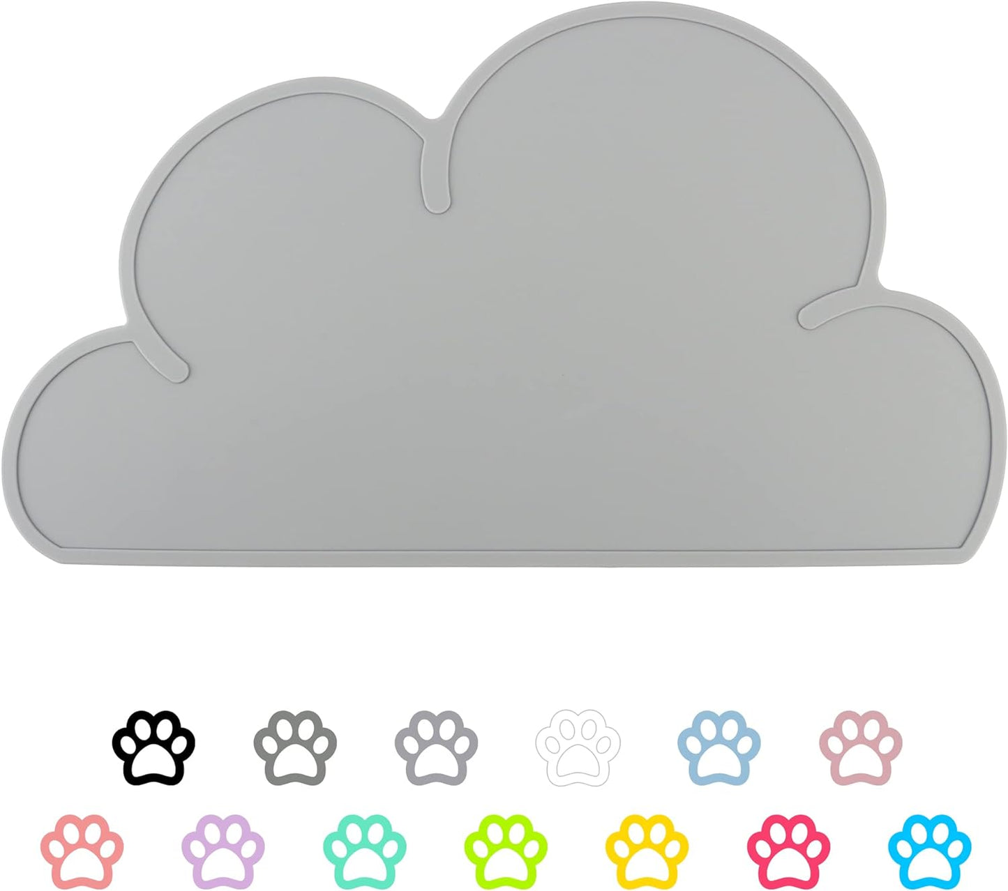 Pet Food Mats–Dog Cat Feeding Mat Top Grade Cloud Silicone Pad Anti-Slip Waterproof Anti-Slip Bowl Placemat (Gray)