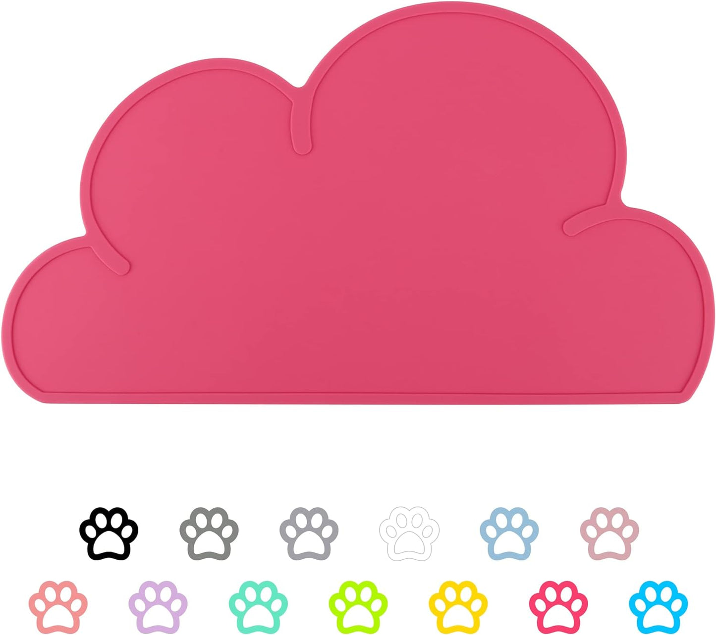 Pet Food Mats–Dog Cat Feeding Mat Top Grade Cloud Silicone Pad Anti-Slip Waterproof Anti-Slip Bowl Placemat (Ruby)