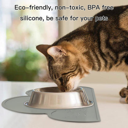 Pet Food Mats–Dog Cat Feeding Mat Top Grade Cloud Silicone Pad Anti-Slip Waterproof Anti-Slip Bowl Placemat (Blue)