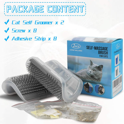 2 Pack Wall Corner Cat Groomer, Massage Combs for Short & Long Fur - Face Scratcher and Softer Massager Toy for Kittens and Puppies