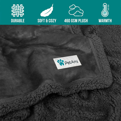 Dog Blanket for Bed, XL Pet Blanket Large Dogs, Fleece Furniture Couch Cover Protector Sofa Car Crate Kennel, Soft Sherpa Cat Throw Plush Reversible Washable, Twin 60X80 Solid Dark Gray