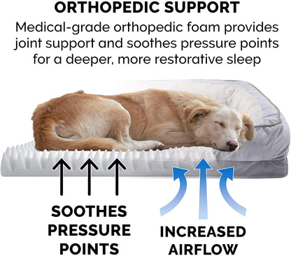 Orthopedic Dog Bed for Large Dogs W/ Removable Bolsters & Washable Cover, for Dogs up to 95 Lbs - Plush & Velvet Waves Perfect Comfort Sofa - Brownstone, Jumbo/Xl